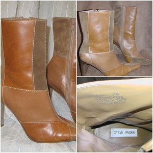 Steve Madden Genuine Tan/Beige Leather/Suede Boots